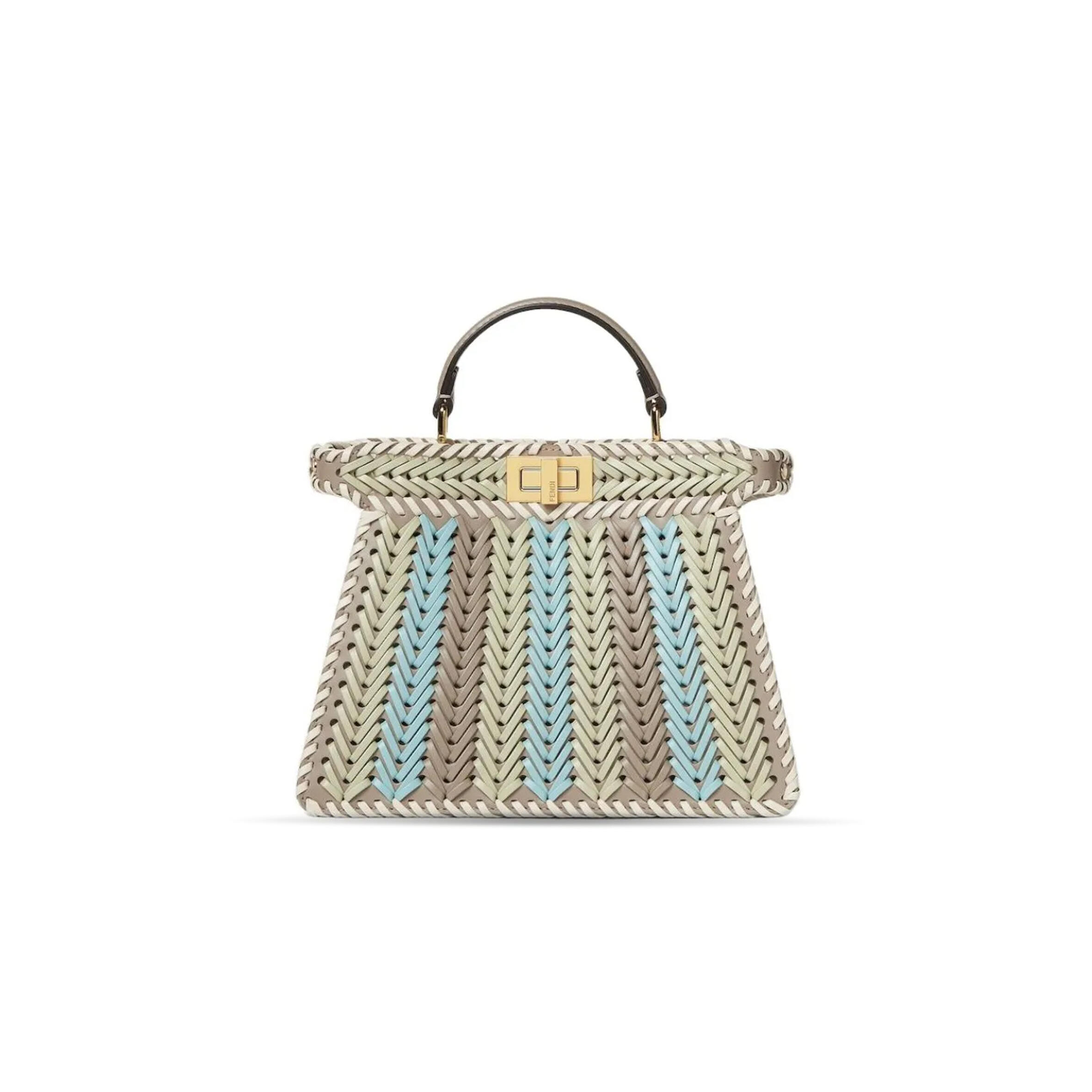 FENDI PEEKABOO ISEEU SMALL MULTICOLORINTERLACED LEATHER BAG 8BN327AS7EF1SYQ (27*21*11cm)